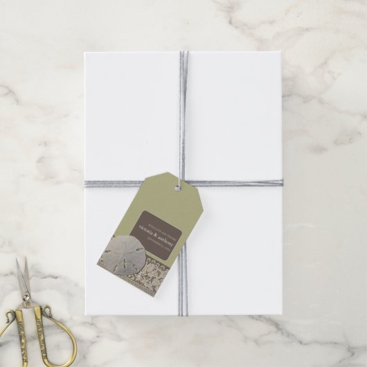 Zanddollarkant,  Strand Huwelijksgunst Cadeaulabel (Met Touw)