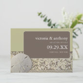 Zanddollarkant,  strand Save the Date (Staand voorkant)