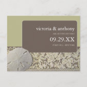 Zanddollarkant,  strand Save the Date Aankondigingskaart (Voorkant)