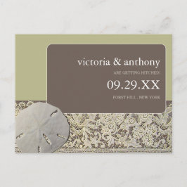 Zanddollarkant,  strand Save the Date Aankondigingskaart