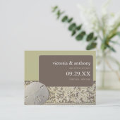 Zanddollarkant,  strand Save the Date Aankondigingskaart (Staand voorkant)