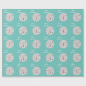 Zanddollarpatroon Blauwgroen Strand Vrolijk Kerstf Cadeaupapier (Vlak)