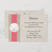 Zanddollars Bruiloftsreceptiekaart Koraal Informatiekaartje (Voorkant / Achterkant)