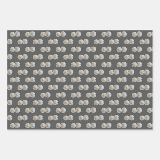 Zanddollars grijs patroon inpakpapier vel (Voorkant)