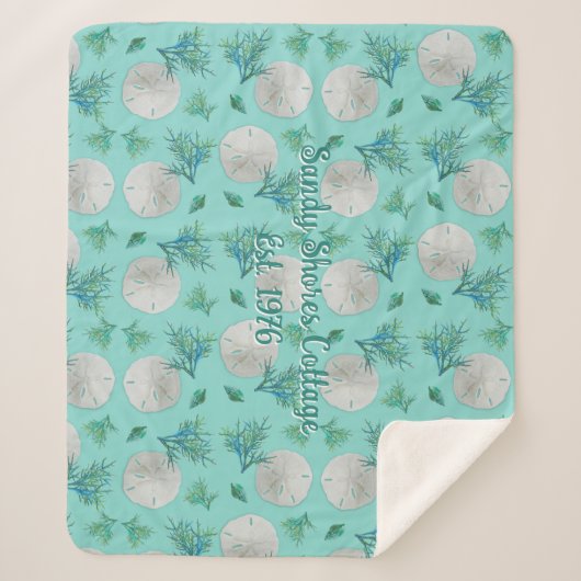 Zanddollars Patroon Turquoise Kust Thuis Sherpa Deken (Voorkant)