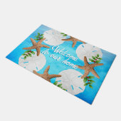 Zanddollars Zeesterren deurmat voor vakantieseizoe (Schuin)