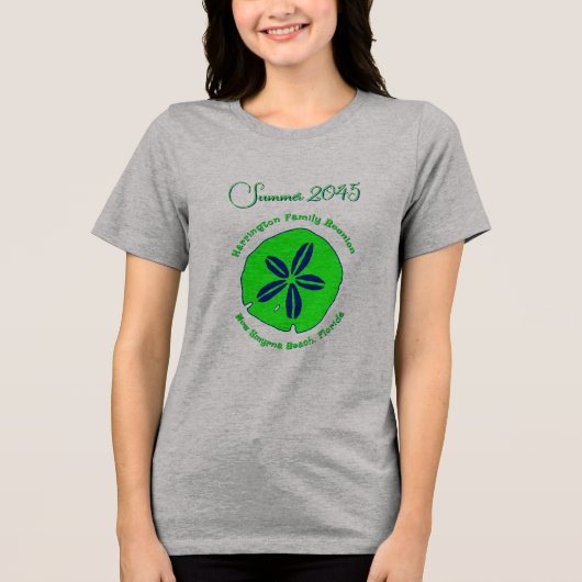 Zanddollarsouvenir familie samenkomst Tri-Blend shirt (Voorkant)