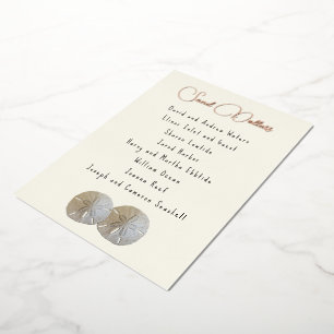 Zanddollartafel Nummer Naam Zitplaatsen Lijst Kaar Folie Uitnodiging