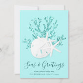 Zanddollarzeesterren Zeeen & Groeten Kerstmis Feestdagenkaart (Voorkant)