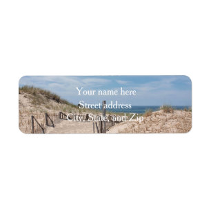 Zandduinen en strand etiket