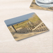 Zandduinen en strandhek kartonnen onderzetters (Schuin)