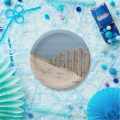 Zandduinen en strandhek papieren bordje (Feest)