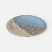 Zandduinen en strandhek papieren bordje (Gekanteld)