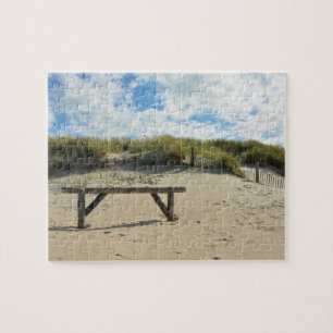 Zandduinen met houten hek legpuzzel
