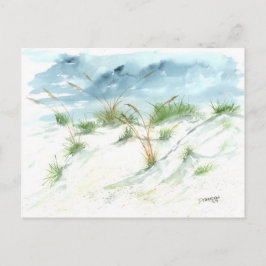 Zandduinen strand seizoenskapoenen waterverf kunst briefkaart