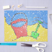 Zandemmer en schop strandmozaïek zien er schattig tissuepapier (Craft)