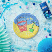 Zandemmer shovel strand schattig kinderfeestje papieren bordje (Feest)
