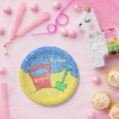 Zandemmer shovel strand schattig kinderfeestje papieren bordje (Feest)