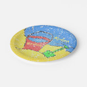 Zandemmer shovel strand schattig kinderfeestje papieren bordje (Gekanteld)