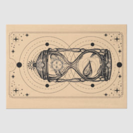 Zanden van de tijd zon maan zandloper tarot kaart  tissuepapier