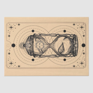 Zanden van de tijd zon maan zandloper tarot kaart  tissuepapier