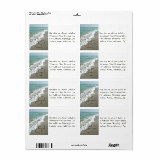 Zandharten op het strand Favor of Mailing Label (Full Sheet)