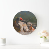 Zandheuvel-kranen oogcontact met zijn baby grote klok (Huis)