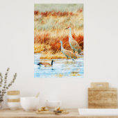 Zandheuvelkraanvogels & Gans Poster (Keuken)