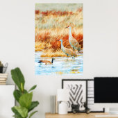 Zandheuvelkraanvogels & Gans Poster (Thuiskantoor)