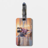 Zandige Australische Herder Hond op Strand Zonsond Bagagelabel (Achterkant verticaal)