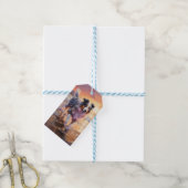 Zandige Australische Herder Hond op Strand Zonsond Cadeaulabel (Met Touw)