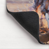 Zandige Australische Herder Hond op Strand Zonsond Muismat (Hoek)