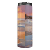 Zandige Australische Herder Hond op Strand Zonsond Thermosbeker (Achterkant)