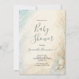 Zandige Kust Zeeschelp Baby Shower Kaart