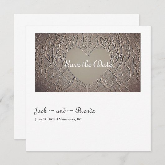 Zandige roos met hart save the date (Voorkant / Achterkant)