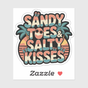 Zandige tenen Zoute kussen Retro bruiloft Sticker
