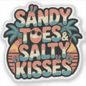 Zandige tenen Zoute kussen Retro bruiloft Sticker (Voorkant)