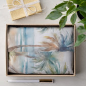 Zandige Waterverf tropisch strand, palmbomen Tissuepapier (Geschenk)