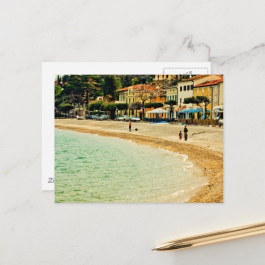 zandige zeeen en bomen briefkaart (Voorkant / Achterkant in situ)