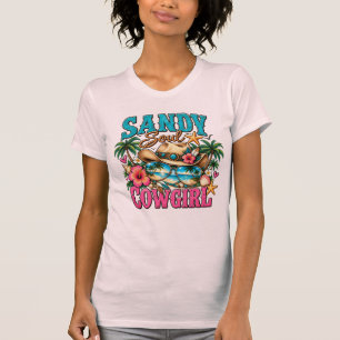 Zandige ziel cowgirl kust westerse strand t-shirt