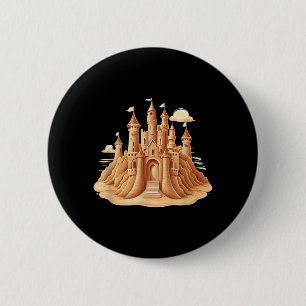 Zandkasteel evenementenkostuum voor zomerse jongen ronde button 5,7 cm