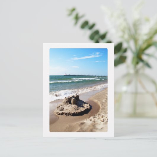 Zandkasteel langs Lake Michigan Briefkaart (Staand voorkant)