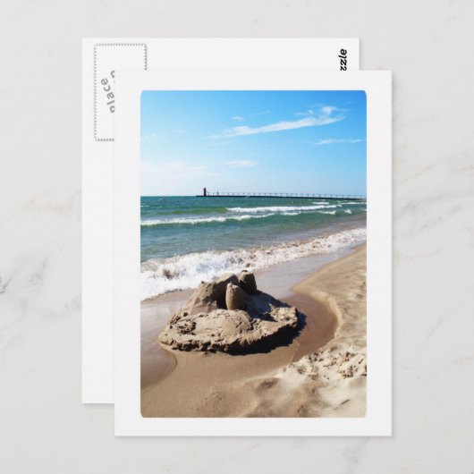Zandkasteel langs Lake Michigan Briefkaart (Voorkant / Achterkant)
