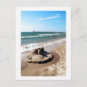 Zandkasteel langs Lake Michigan Briefkaart