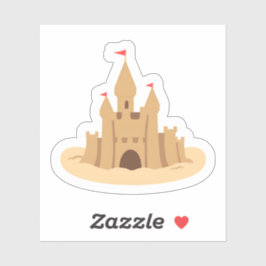 Zandkasteel | Met de hand getekende zomerse strand Sticker