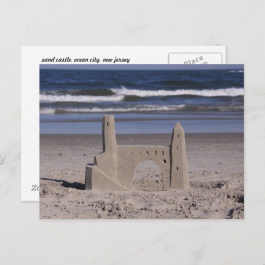 zandkasteel, oceaanstad briefkaart (Voorkant / Achterkant)