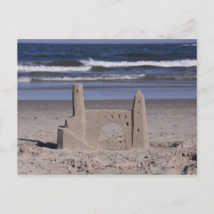 zandkasteel, oceaanstad briefkaart