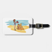 Zandkasteel op het strand bagagelabel (Voorkant horizontaal)