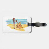 Zandkasteel op het strand bagagelabel (Achterkant horizontaal)