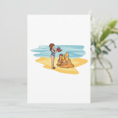 Zandkasteel op het strand kaart (Staand voorkant)